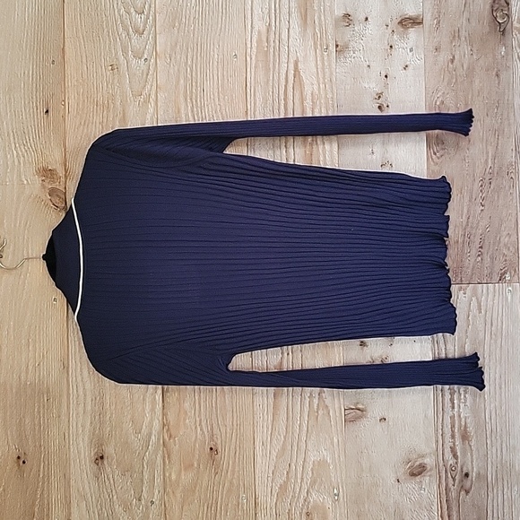 Theory Size Large Navy Ribbed Button-Down Shirt with Collar Trim NWT - Picture 9 of 9